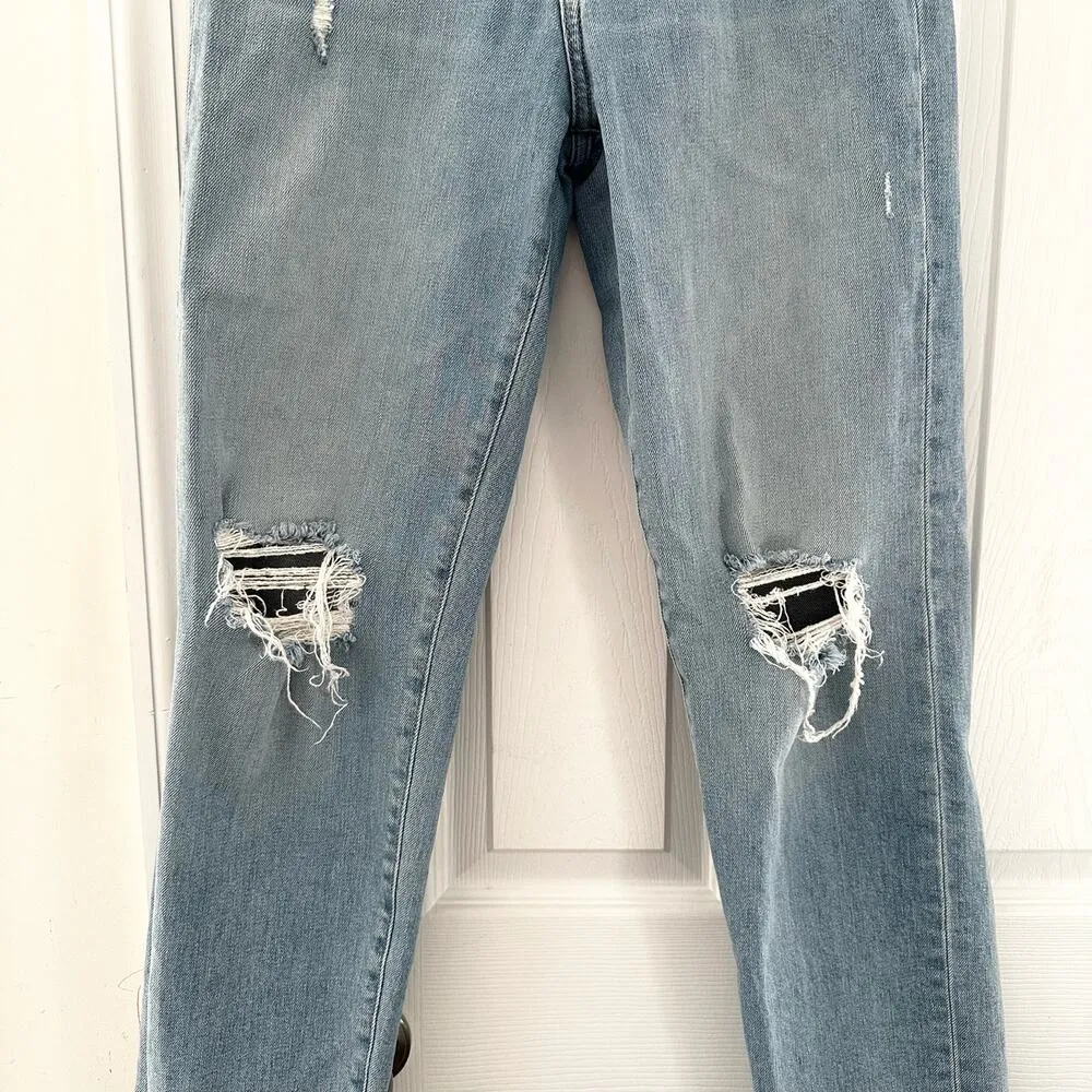 Joe's Jeans Light Wash Distressed The Niki Mid Rise Boyfriend Raw Hem Denim 26 - Image 4