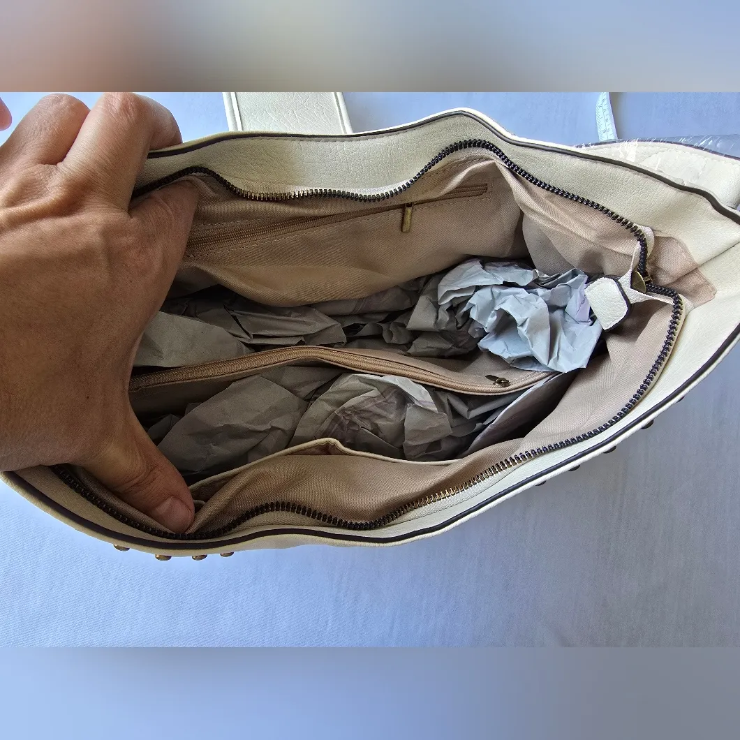 Western Style Embossed‎ Ivory/Tan Shoulder Bag Tan - Image 9