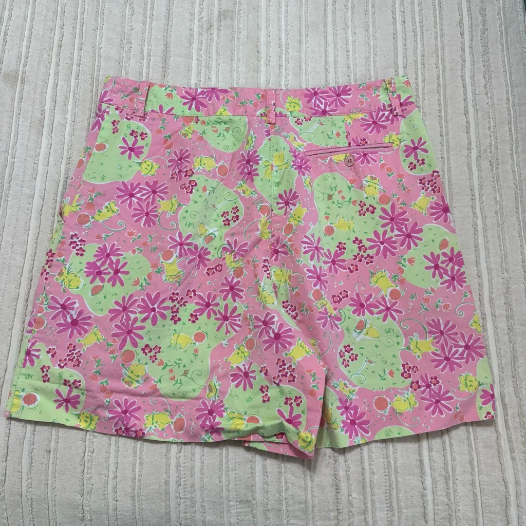 Vintage White Tag Lilly Pulitzer Pink and Green Floral High Waist Shorts - Image 4