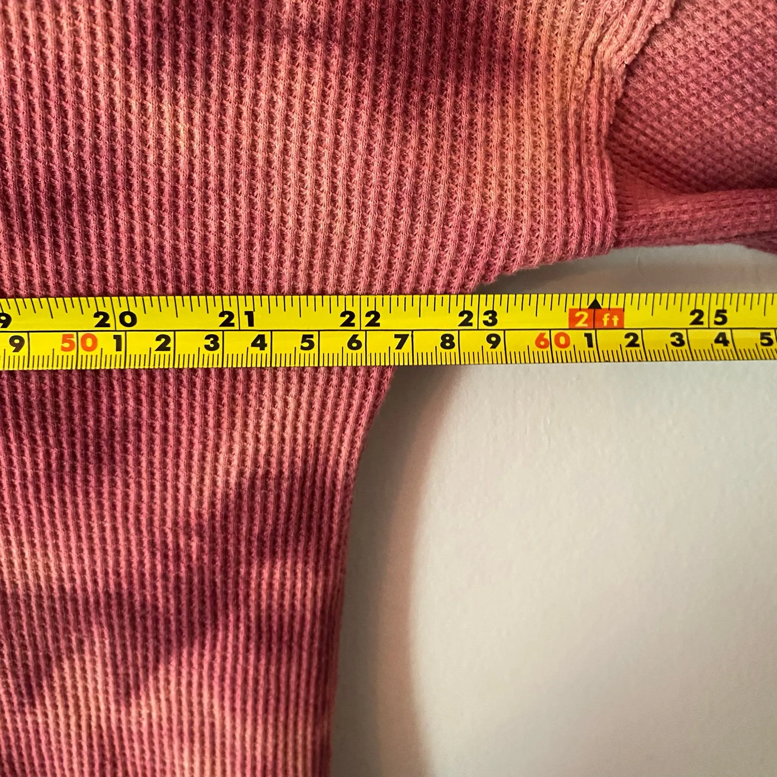 Maeve Anthropologie Pink Tie Dye Cowlneck Thermal Shirt Waffle Women's size XS - Image 7