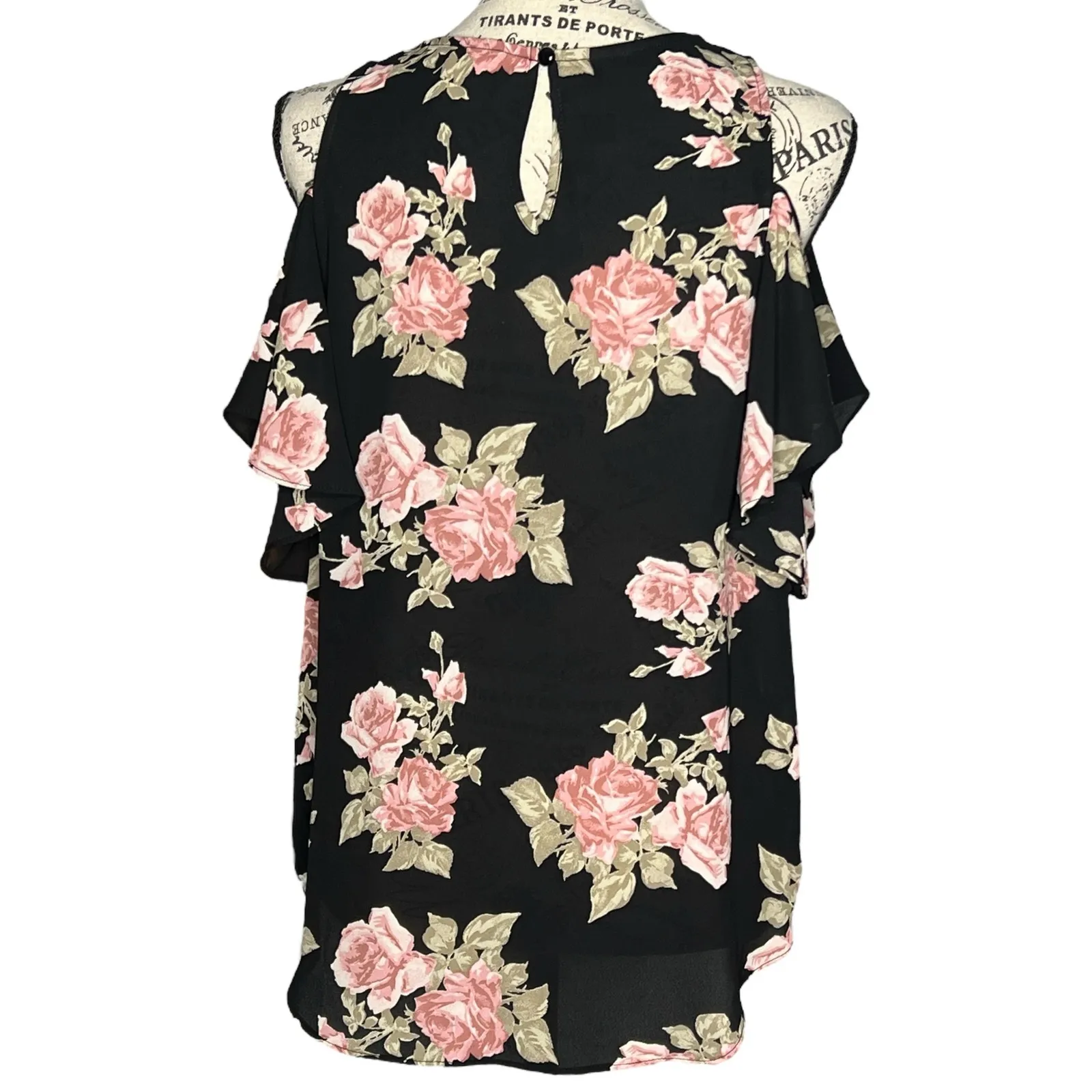 Fortune + Ivy MEDIUM Anwe Cold Shoulder Top - Stitch Fix Floral Chiffon Blouse - Image 6