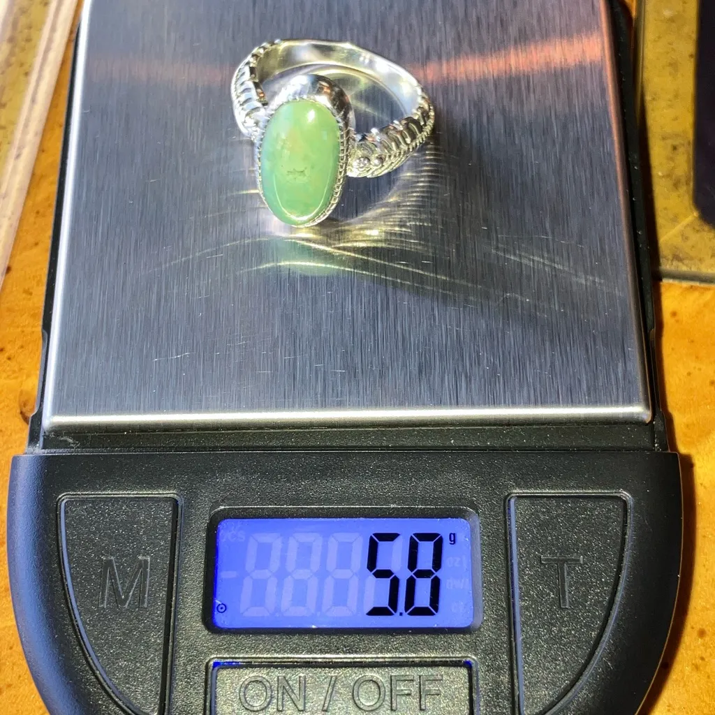 Natural Nevada Turquoise Sterling Silver Feather Ring Size 7 Green - Image 9