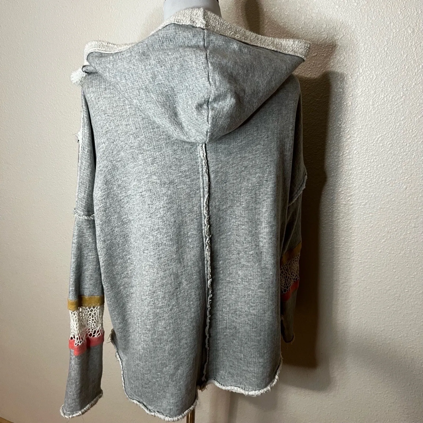 Free People Movement Womens Medium Grey Dream Catcher Hoodie Distressed Boho Gray - Image 8