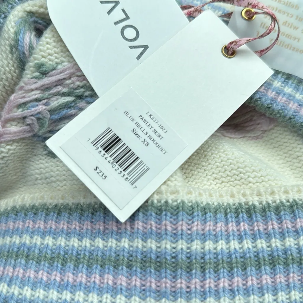 NWT loveshackfancy pawley skirt blue bells bouquet Revolve XS knit cotton wool - Image 2