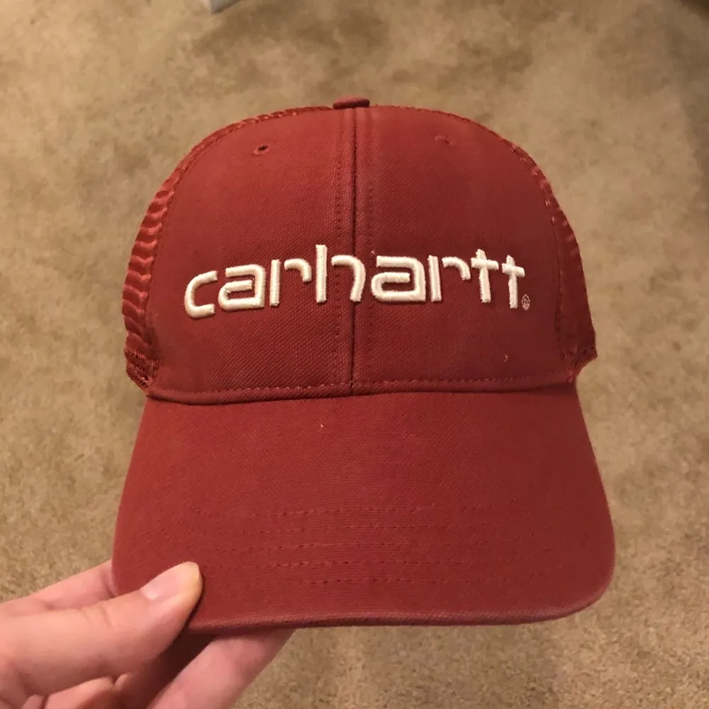 NWT Carhartt Dark Brick Red Mesh Canvas Ball Cap - Image 3