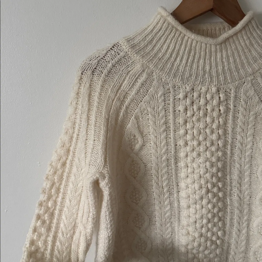 Alex Mill XS Camil Cream Cable Knit Turtleneck Sweater White - Image 8