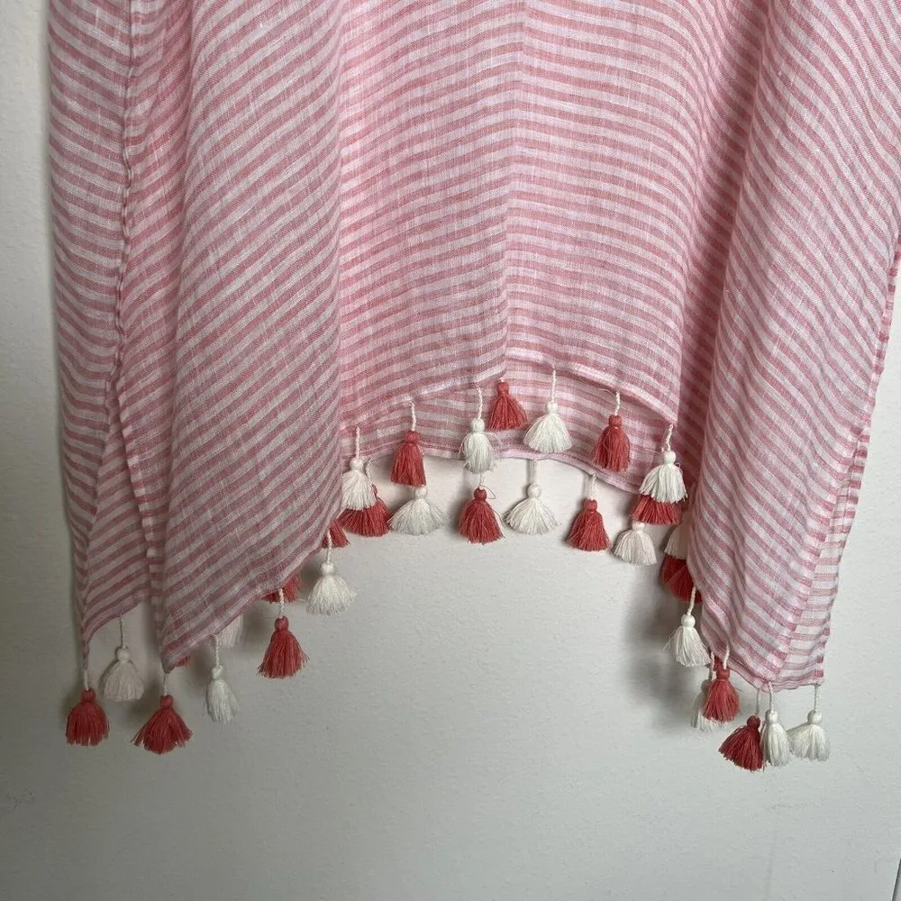 Seafolly Australia Tassel Linen Swimwear CoverUp One Size pink Kaftan tunic top - Image 9