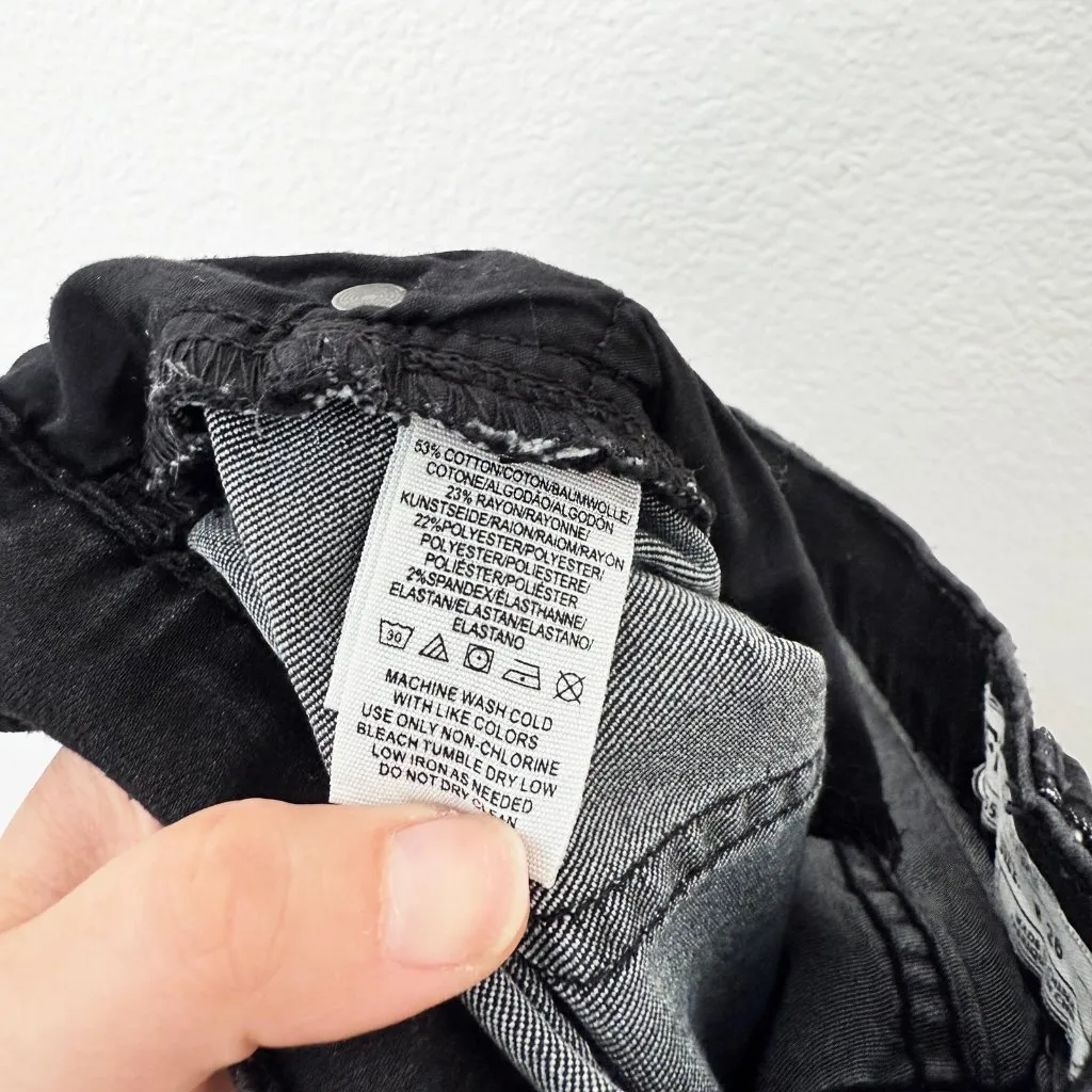 [Free People] Washed Black Low Rise Slim Leg Flare Jeans Stretch Casual Size 26 - Image 11