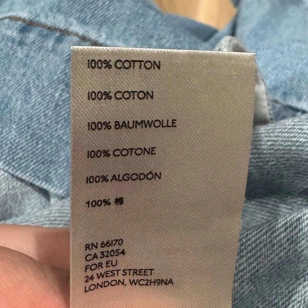 Free People Tiered Denim Babydoll Mini Swing Dress With
Pockets Women’s Large - Image 4