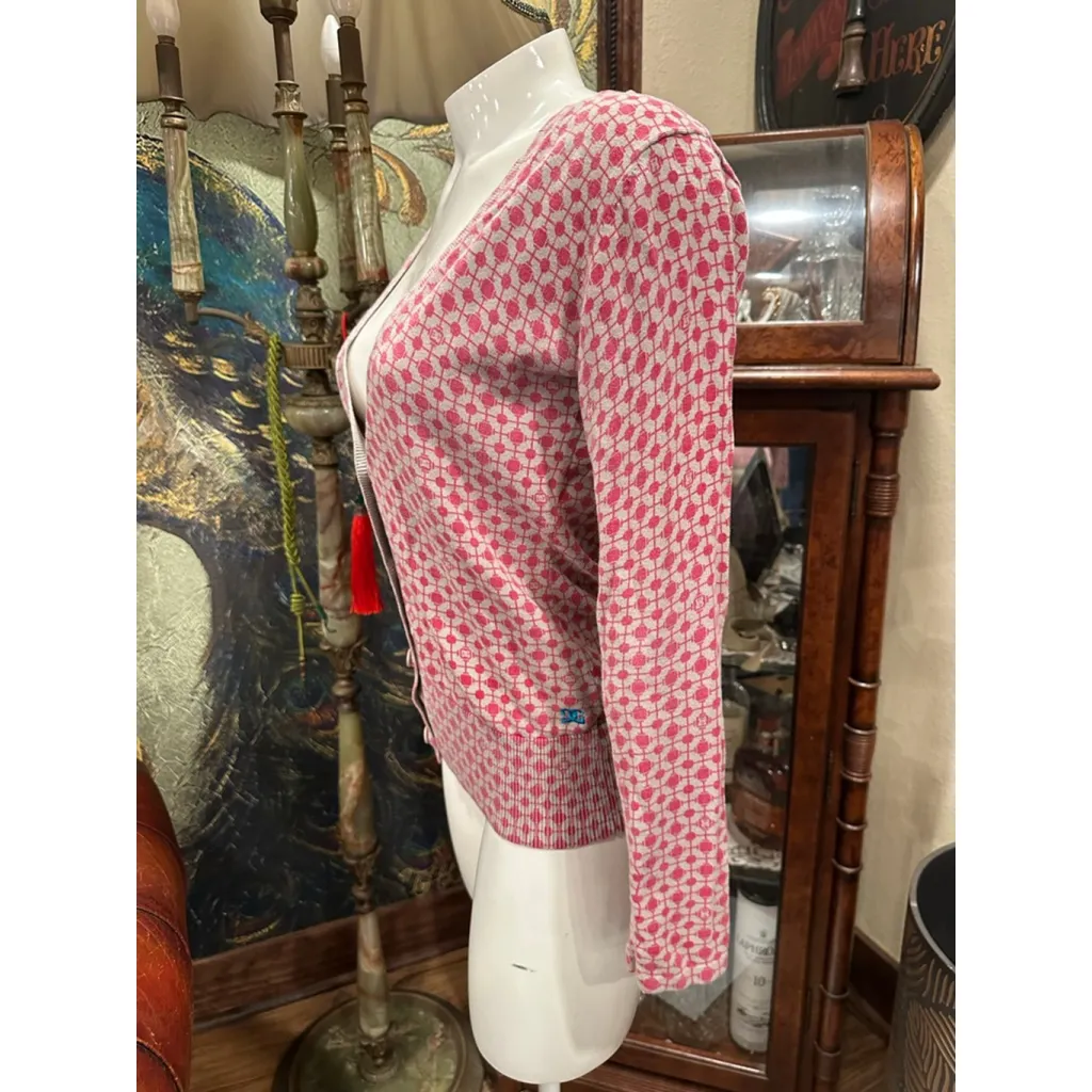 Women's DC Pink & Beige Patterned Cardigan M Size M - Image 2