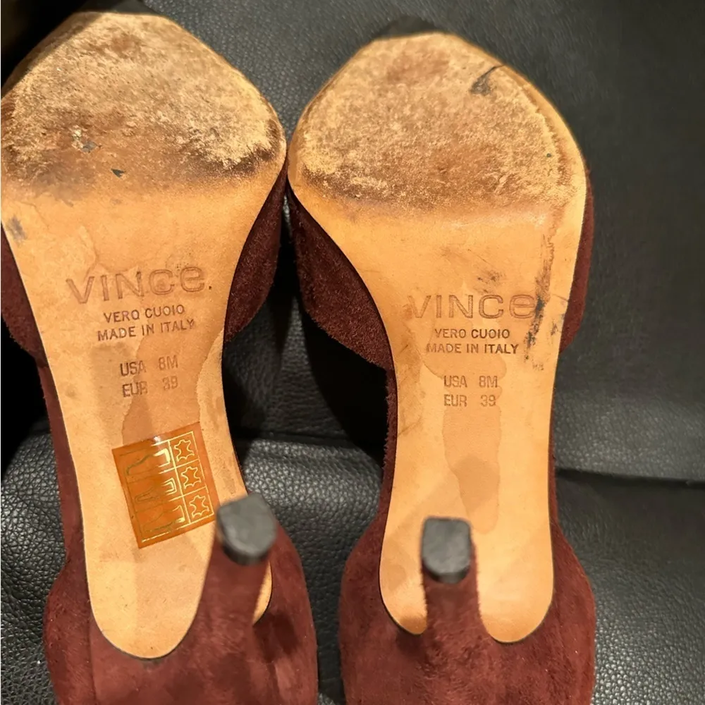 VINCE D’ORSAY CELESTE POMEGRANATE PUCE Burgundy SUEDE HEELS 8 - Image 7