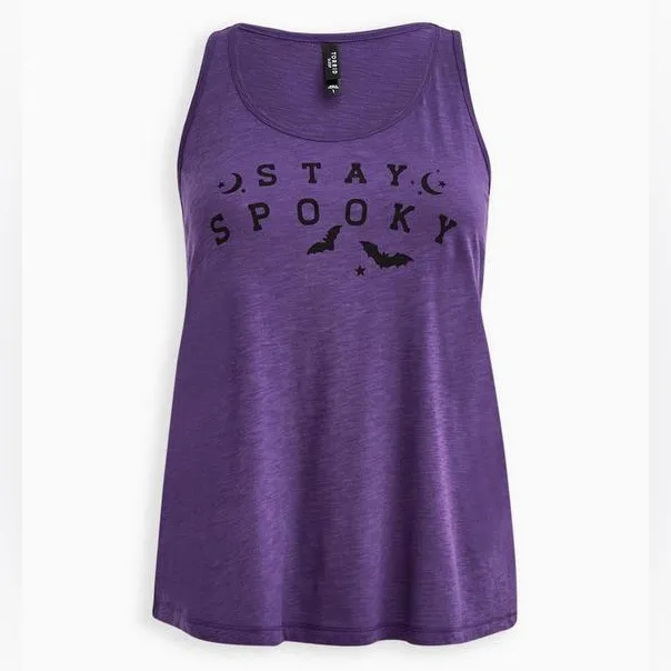 Torrid Slub Purple Halloween 'Stay Spooky' Graphic Sleep Tank Top - size 1 - Image 10
