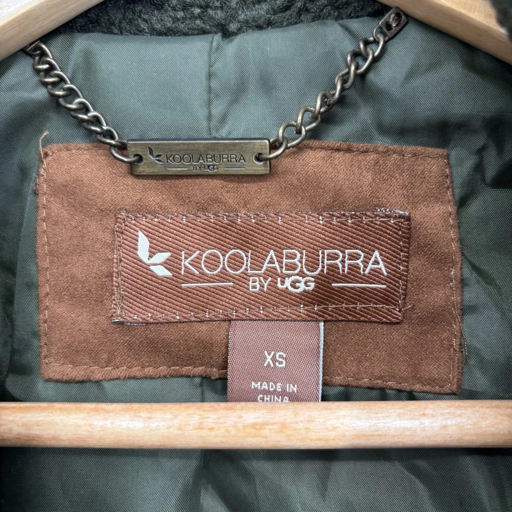 Koolaburra By UGG Oversized Longline Sherpa Jacket | Sz X-Small | Olive Green - Image 3