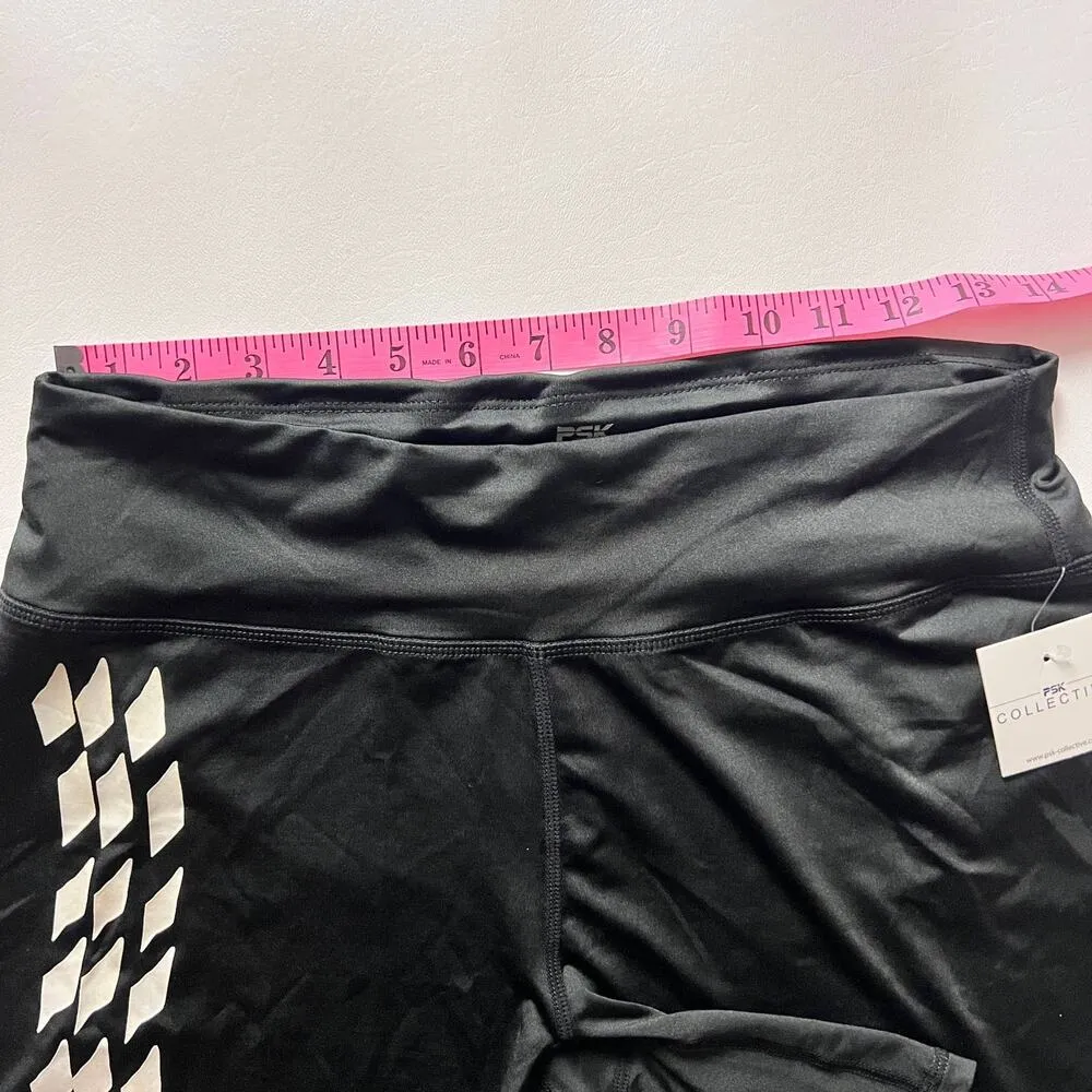 PS Collective Black Shorts with White Checkered Design on the Side Sz L NWT Size L - Image 4