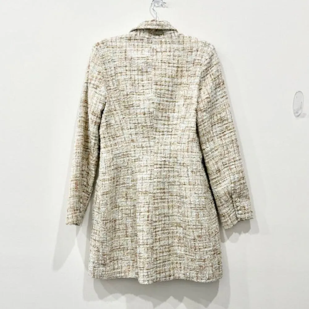 Jason Wu Tweed Double-Breasted Mini Blazer Dress Sparkle Neutrals Women's M - Image 3
