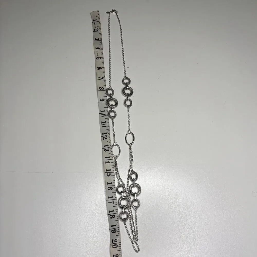 Premier Designs Long Silver Tone Chain Necklace with Varied Linked Loops - Image 3
