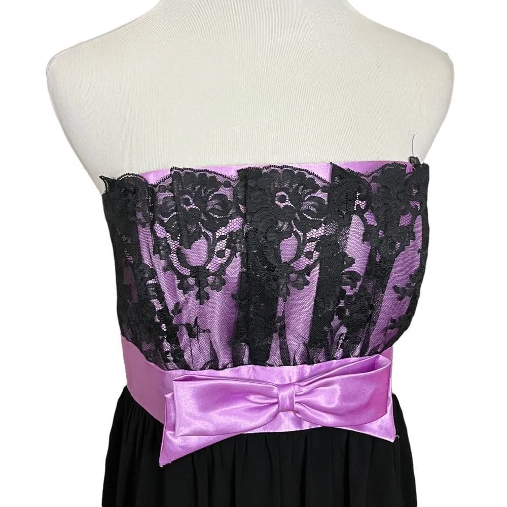 Y2K Gunne Sax By Jessica McClintock Black and Purple Lace Semi Formal Dress 9 - Image 2