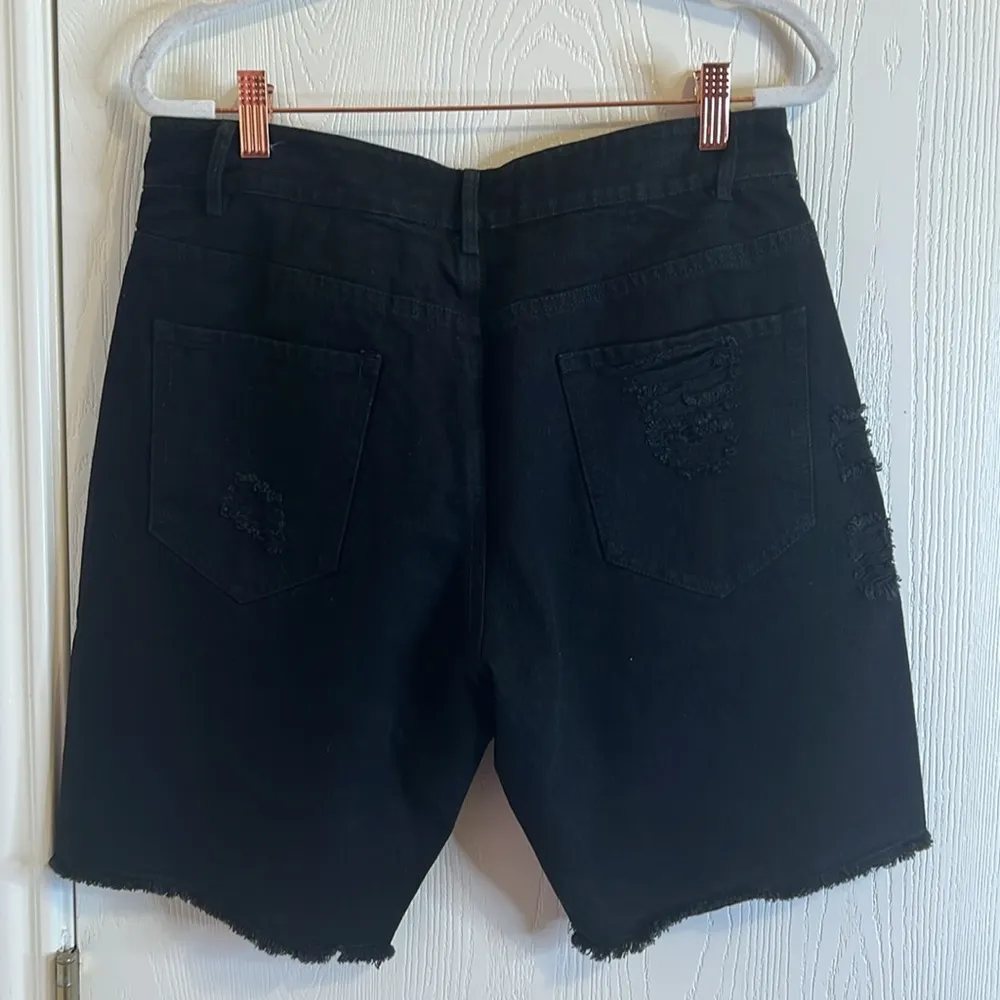 Mittoshop Black Distressed Denim Jean Shorts. Size L - Image 6