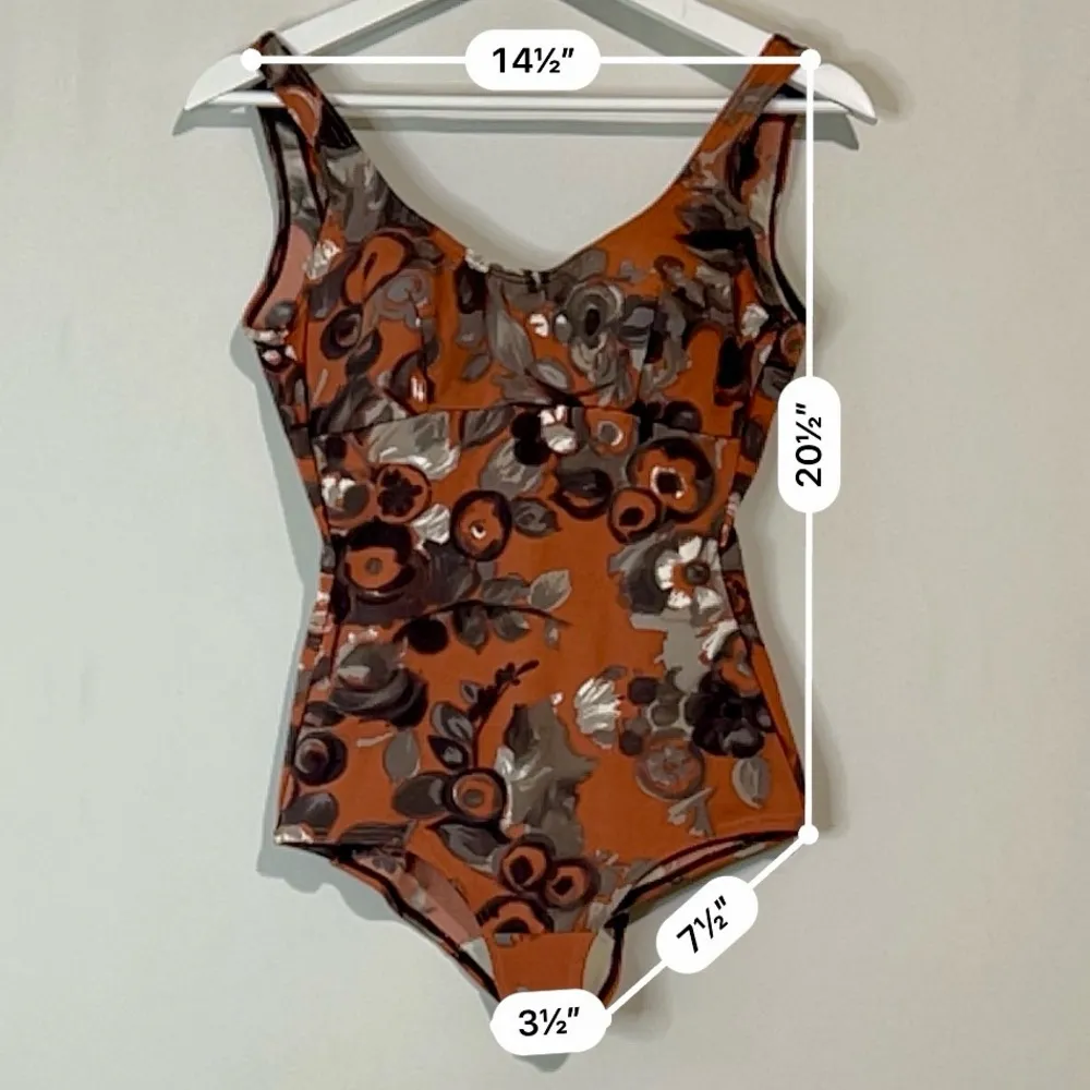 Vintage Women’s Floral Clay Monoch One Piece Swimsuit Pink Grey Size XS EUC - Image 4