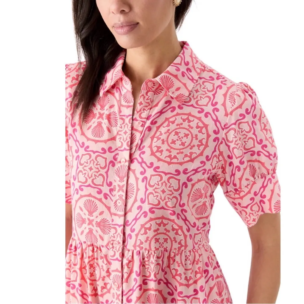 Crown & Ivy pink shells tired shirt dress Large NWT - Image 2