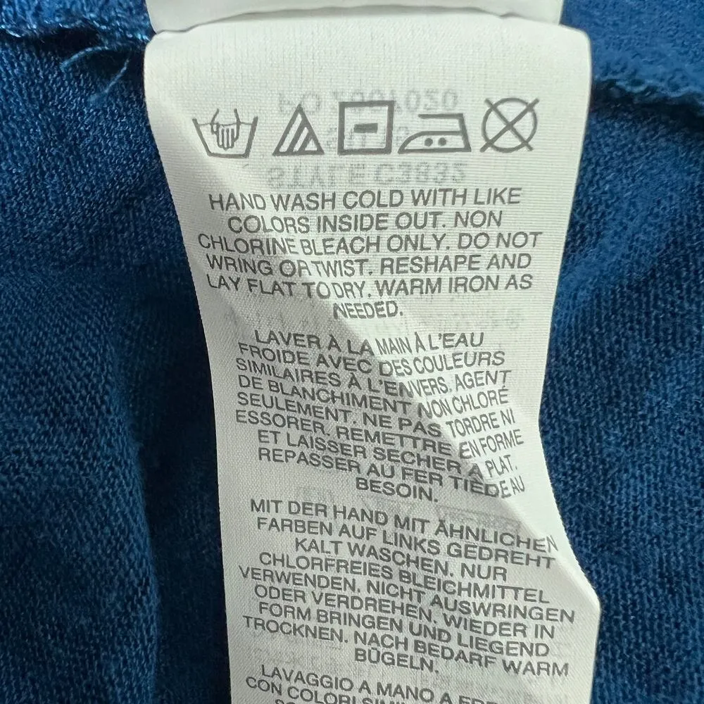 J. Crew Womens Top Small Linen Lagenlook Coastal Beachy Quiet Luxury Old Money Blue - Image 9