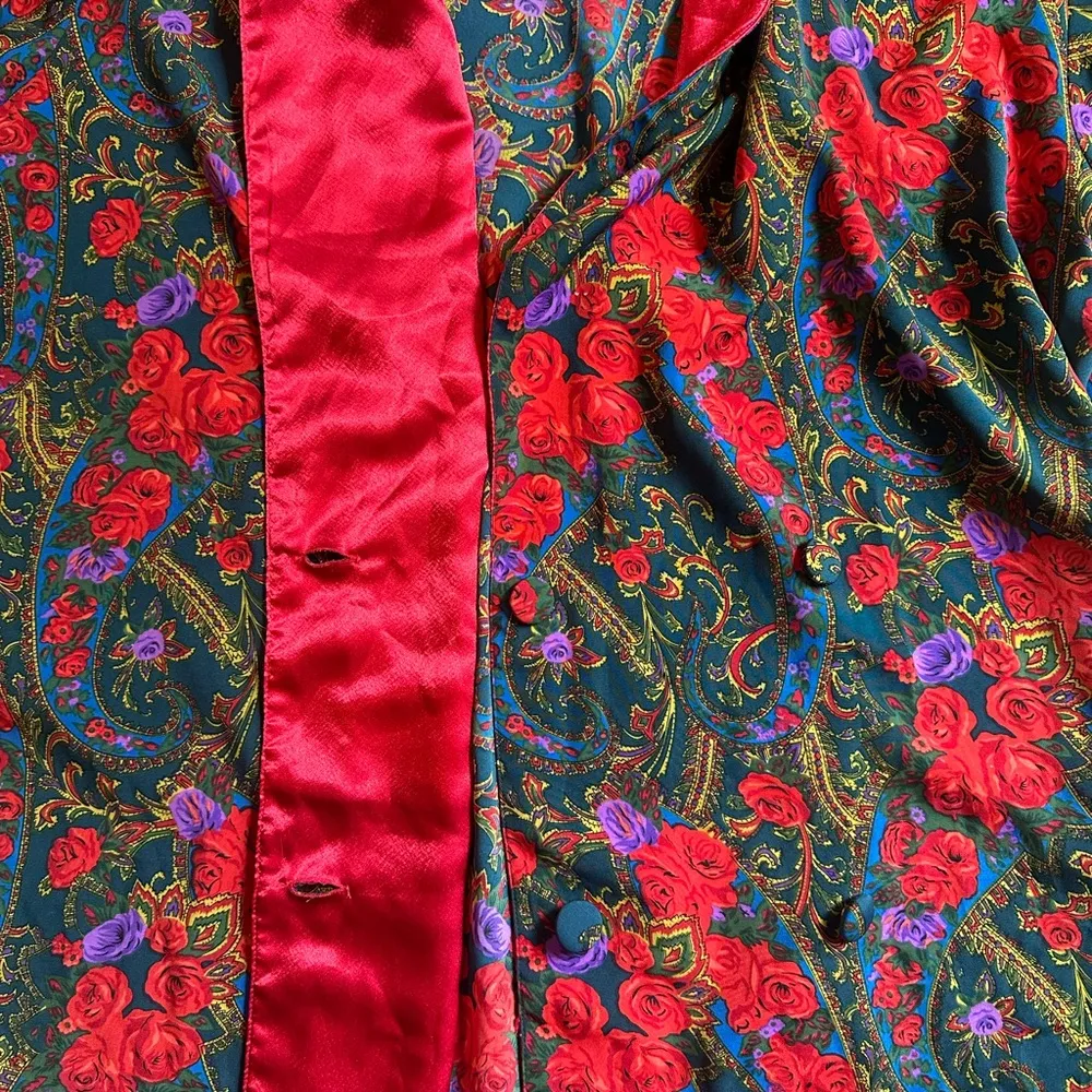 Vintage Victoria Secret Floral Red Robe - Image 12