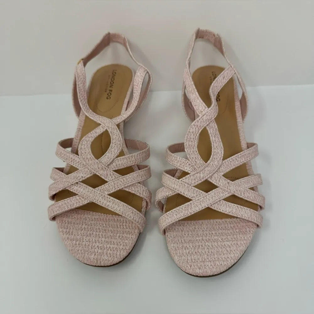 London Fog Collection Carmela size 8.5 low wedge heel sandals preppy coquette - Image 2