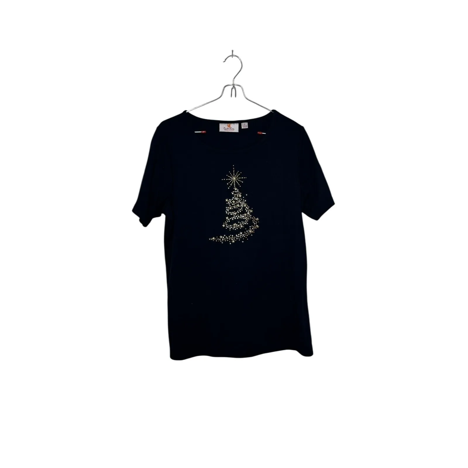 Quacker Factory Womens Outfit & Set Jeweled Christmas‎ Tree On Shirt Black Small - Image 11