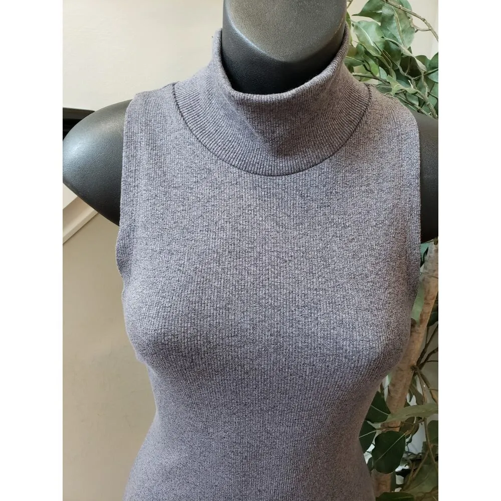 Alternative Sweater Dress Women's Size Small Gray Rib Knit Sleeveless Mock Neck - Image 13