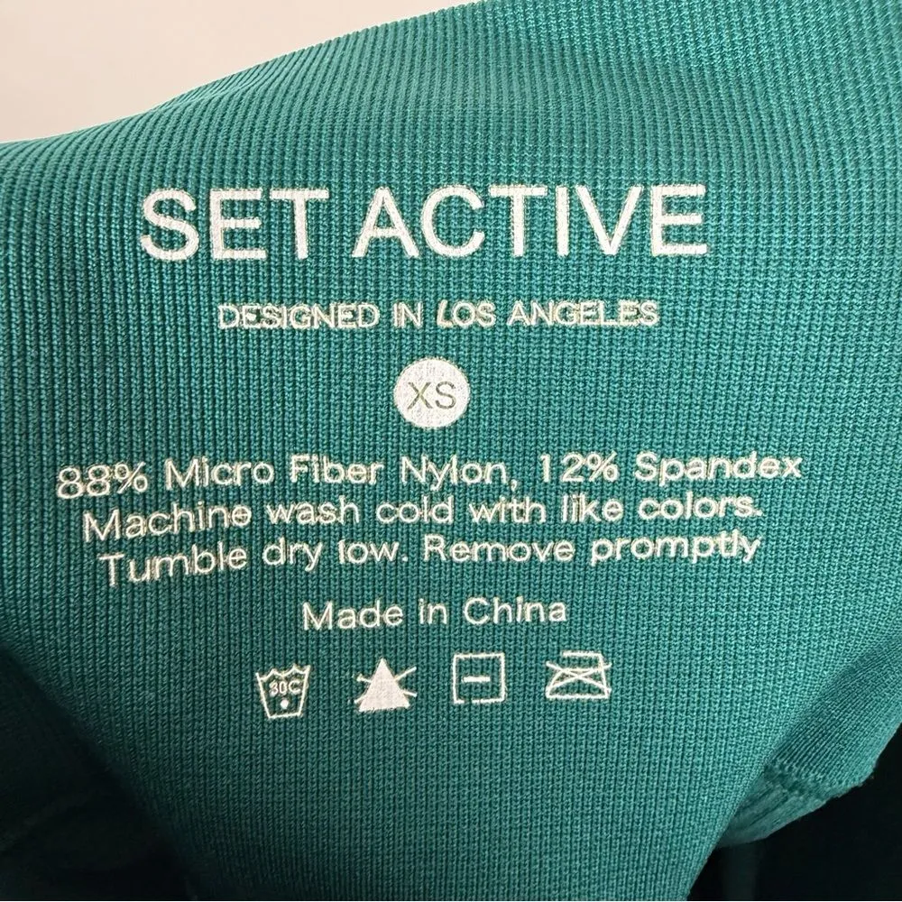 SET Active High Waisted Seamless Leggings Women's Size XS Green Emerald - Image 5