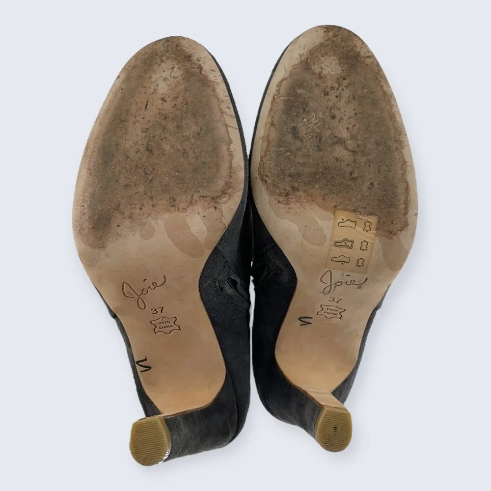 Joie Bentlee Dark Gray Suede Over The Knee Zip 4.25" Thick Heeled Boots 37 7 - Image 8