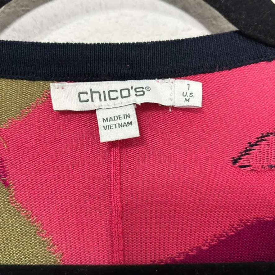 Chico’s Tropical Print Mesh Long Line Abstract Cardigan Sz Medium Maximalist - Image 8