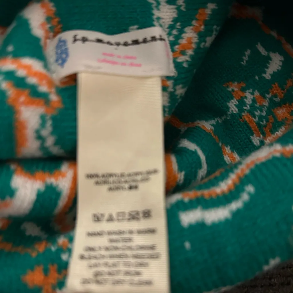 New FREE PEOPLE Jumping Jacquard Beanie Green Floral knit hat FP Movement - Image 8