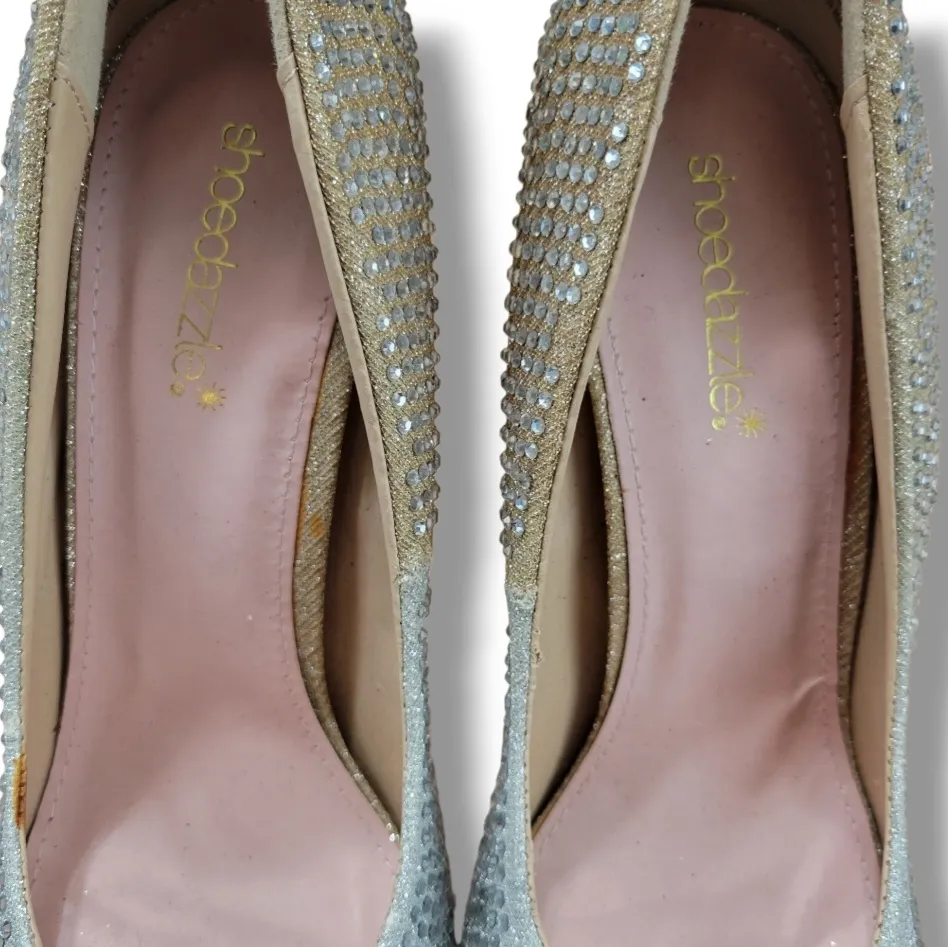 ShoeDazzle Shoes Size 9.5 Shoedazzle Venomous Rhinestone Pump High Heels W/ Flaws - Image 11