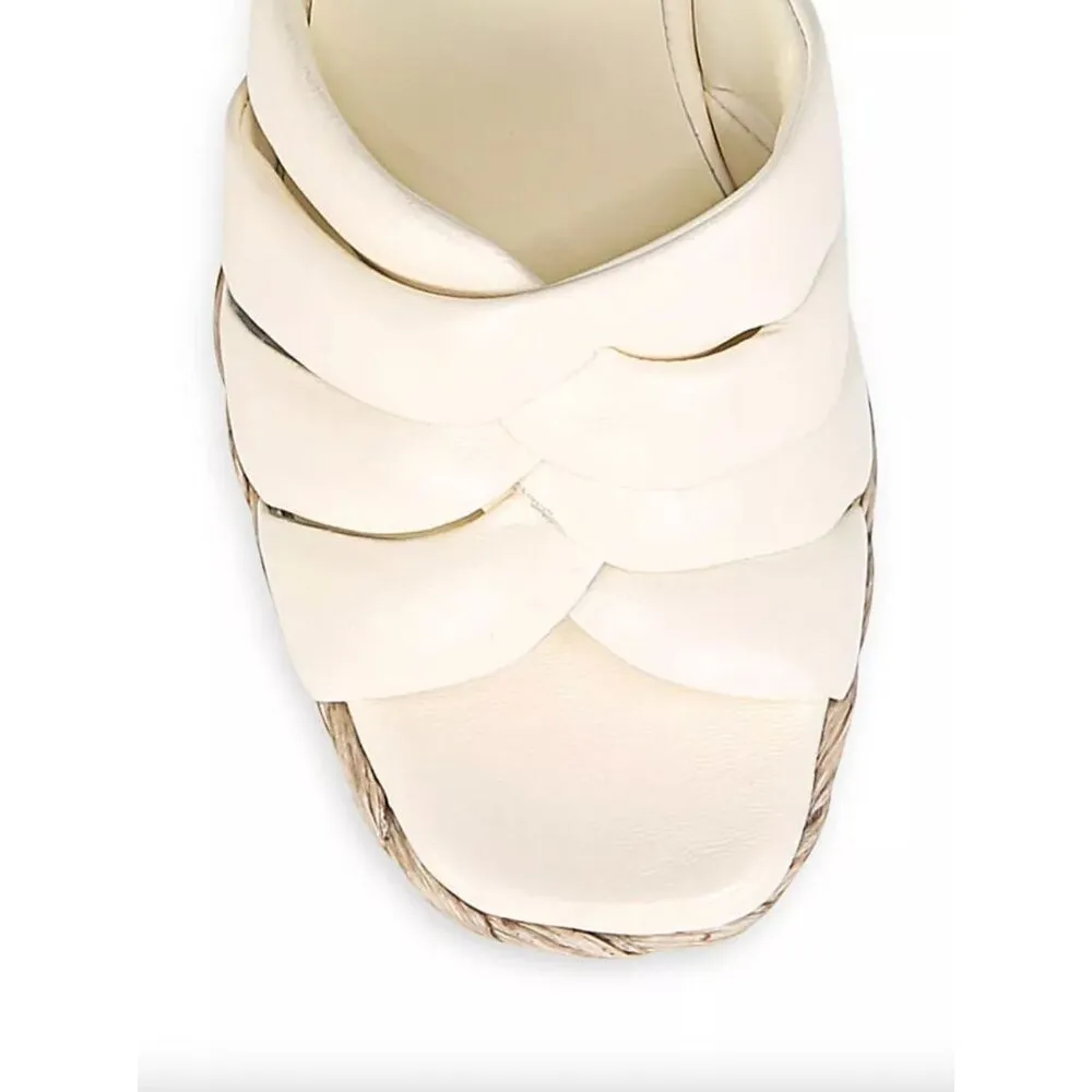 VINCE Gilian Woven Leather Espadrille Wedge Sandals White Womens Size 6.5 - Image 3