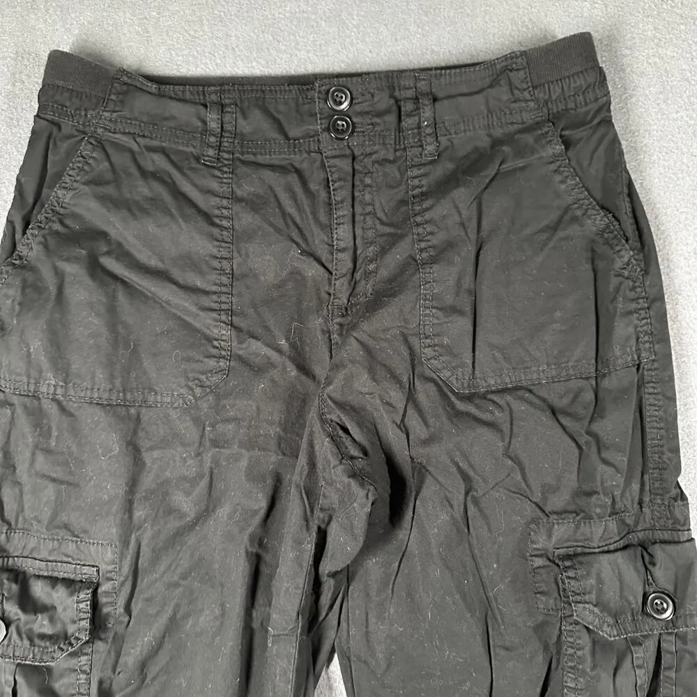 Alpine Design Womens 10 Black Cropped Capri Cargo Pants Flat Front Pockets - Image 3