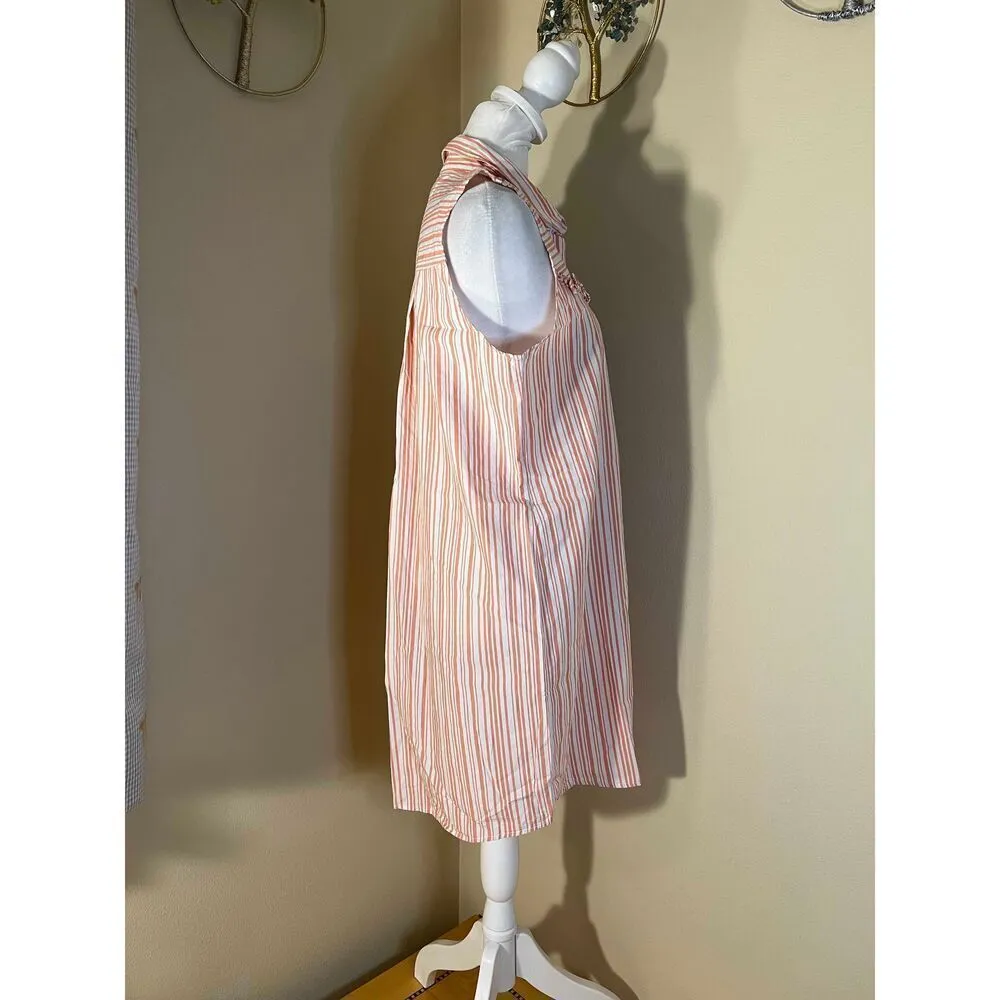 Abercrombie & Fitch Coral Pink Striped Tunic Mini Dress Medium - Image 6