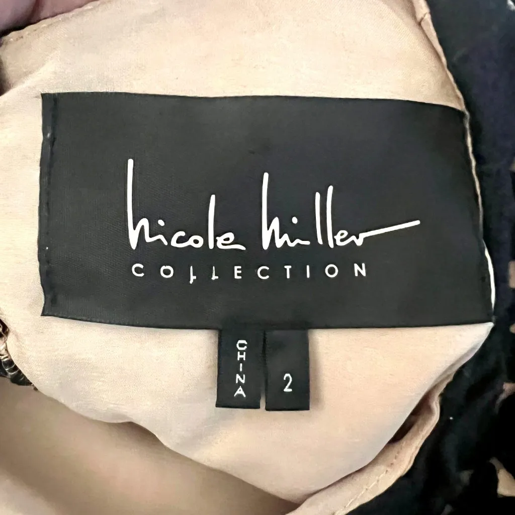 Embroidered Floral Black Lace Shift Cocktail Dress 2 Black Tie Formal Elegant - Image 10