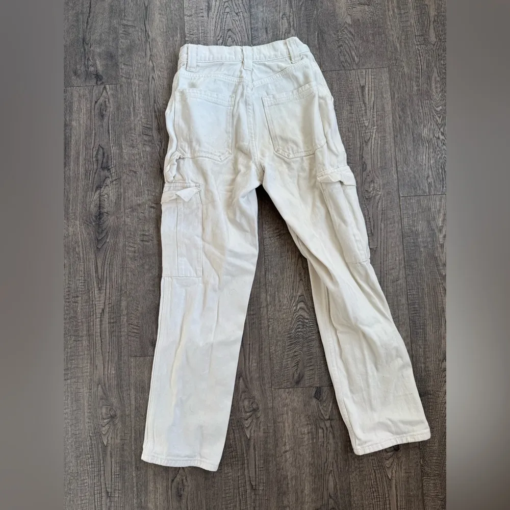 Pacsun Cream Carpenter Cargo Straight Leg Jeans - Image 4