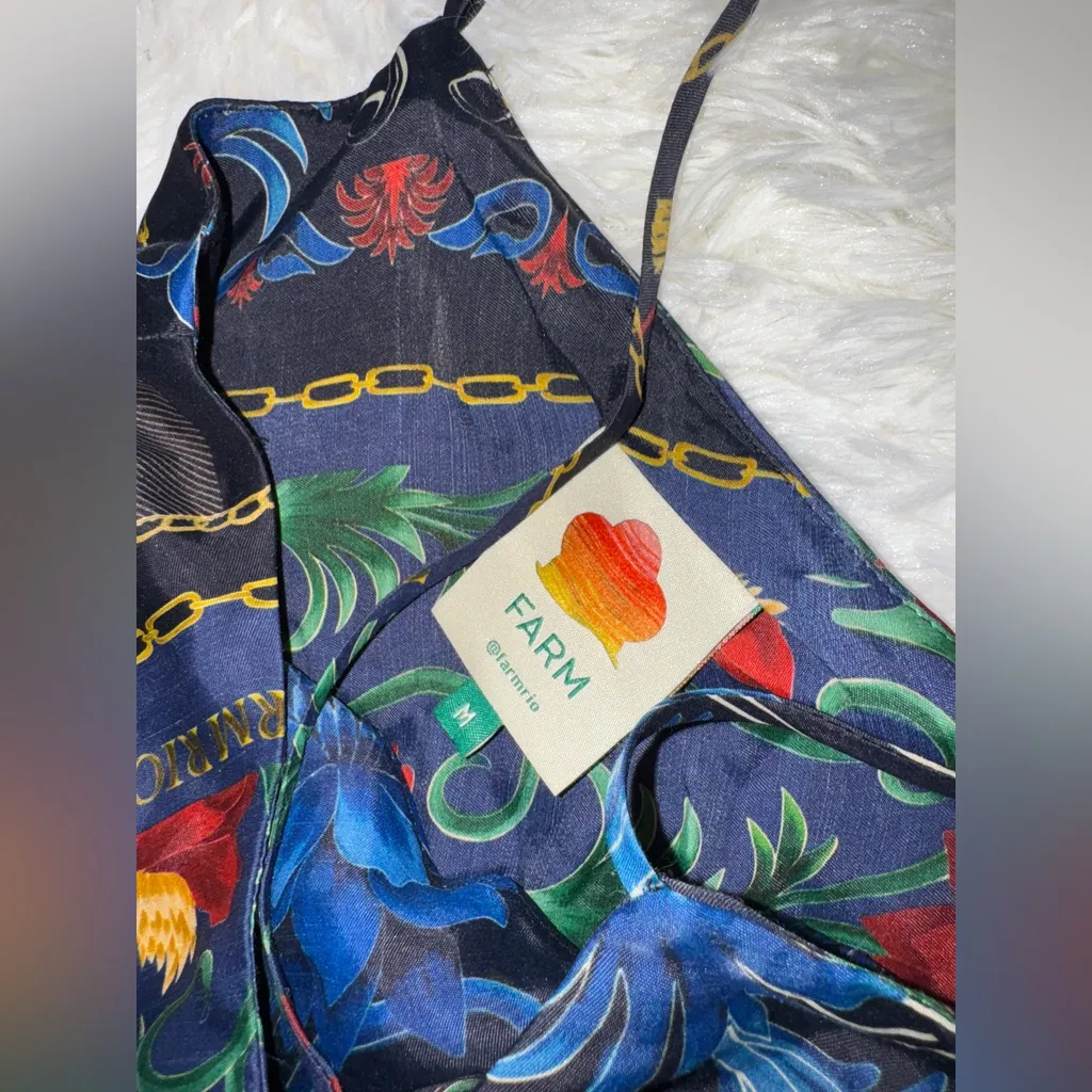 NEW FARM Rio Snakes Bouquet Maxi Slip black and navy Dress sz M - Image 6