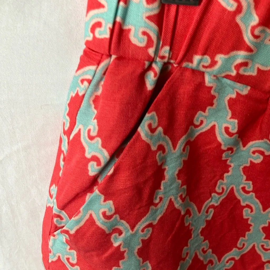 Kate Spade: Red & Blue Silk/Linen Blend Patterned Skirt- 6 - Image 5