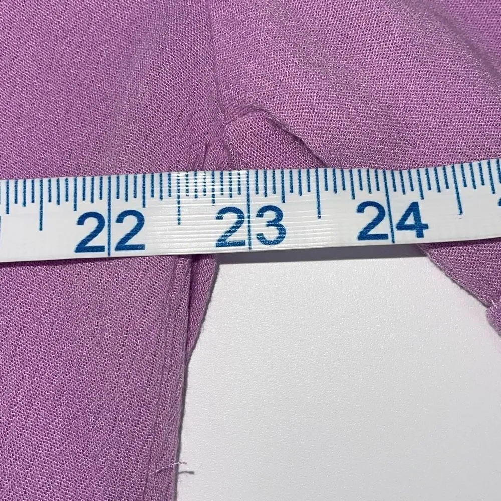 Easel Women’s Button Up Rayon Shirt Top 3/4 Sleeve Cuffed Pocket Purple Size Med - Image 8
