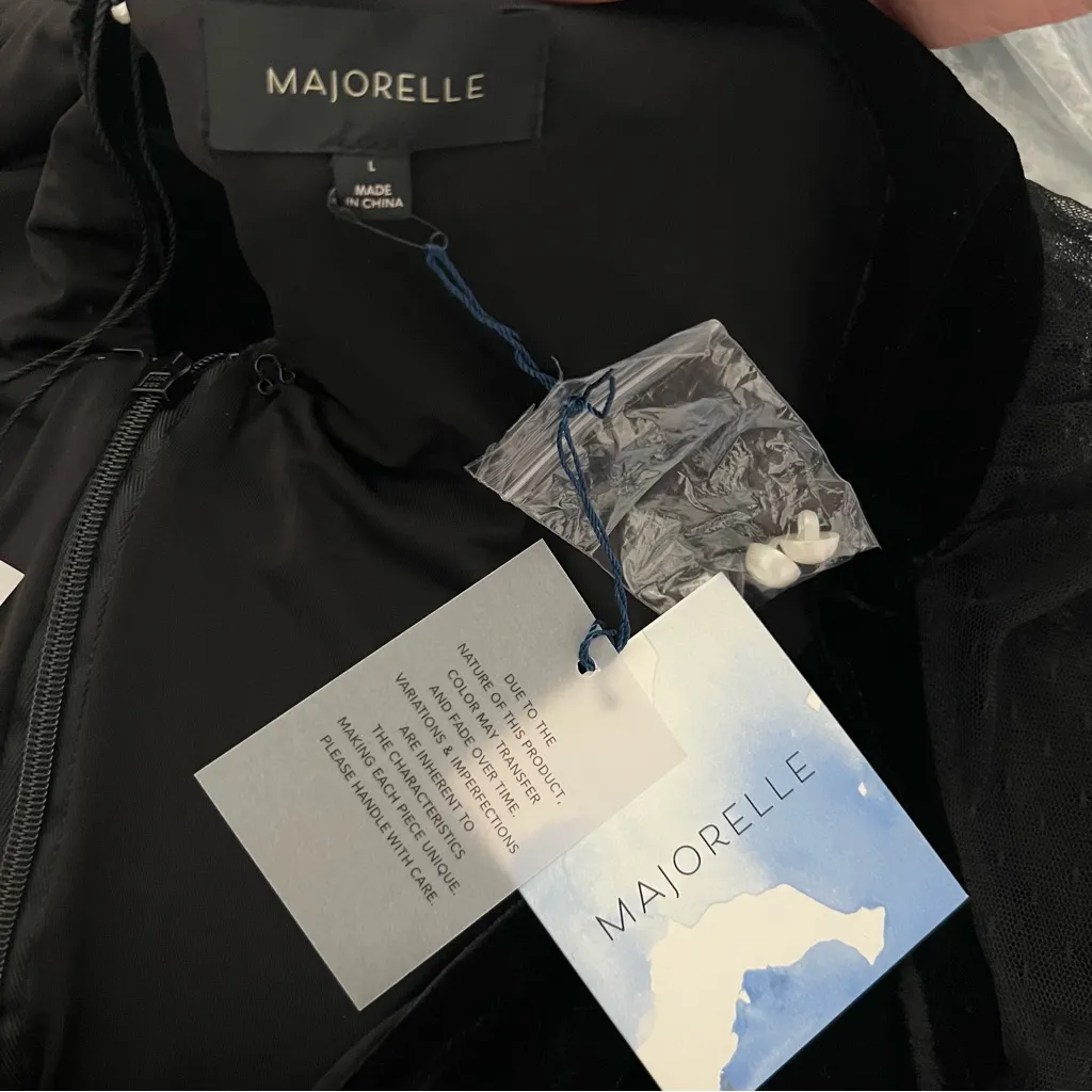 NEW NWT Majorelle Maya Sheer Long Sleeve Velvet Gown In Black - Image 11