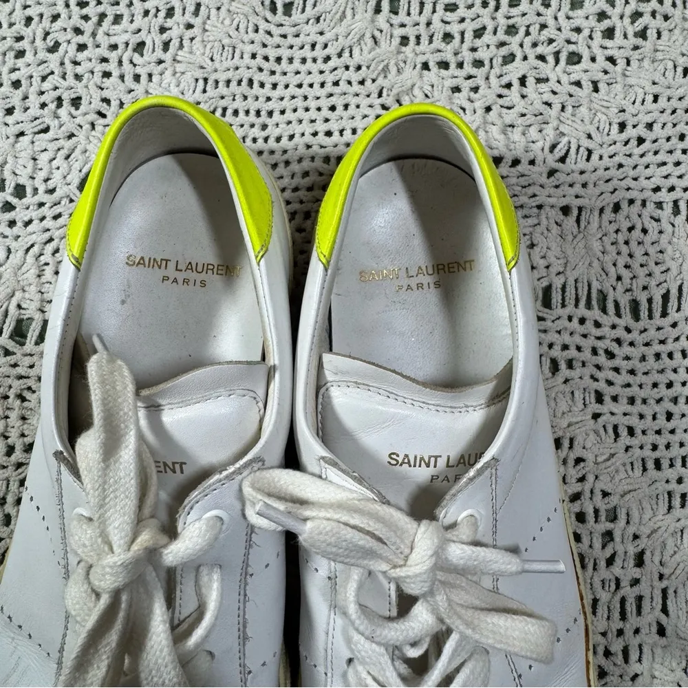 Saint Laurent Court Classic Leather Sneakers Size 38 1/2 - Image 9