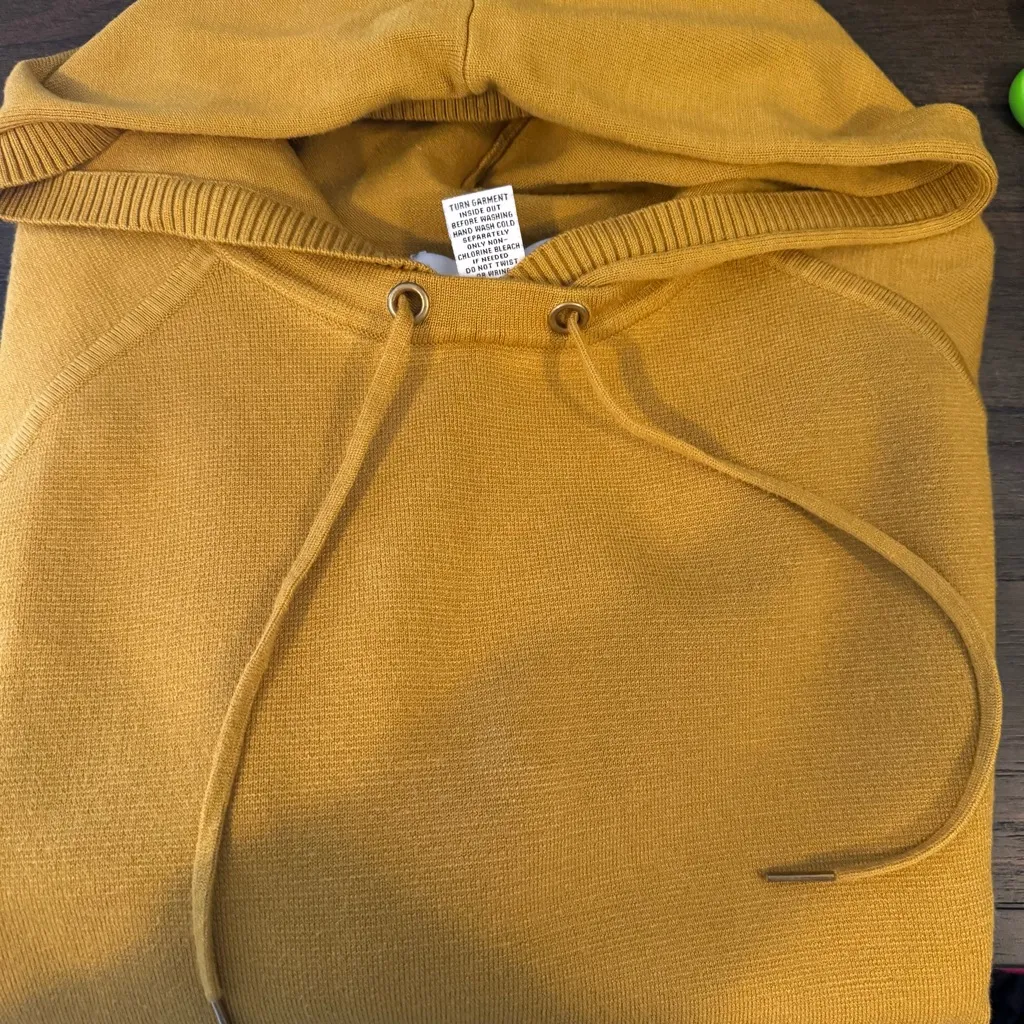 Magaschoni Mustard Yellow Hooded Sweater large - Image 4
