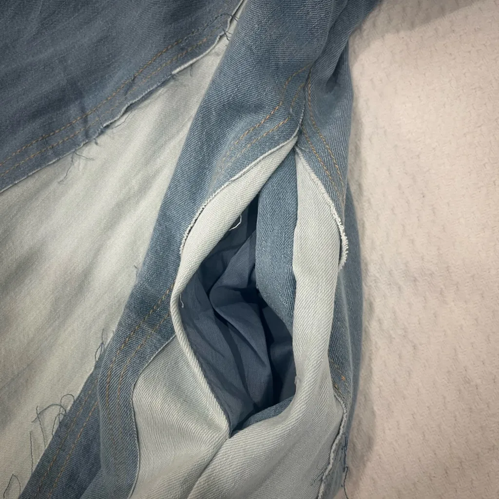 Pilcro Strapless Denim Western Festival Mini Dress Size Large - Image 5