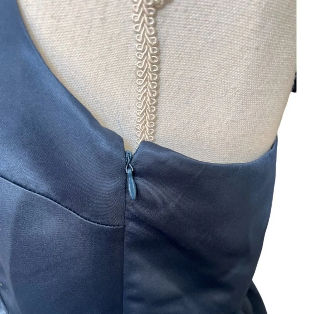 CeCe by Cynthia Steffe blue satin ribbon "CARA" sheath dress formal - Image 4