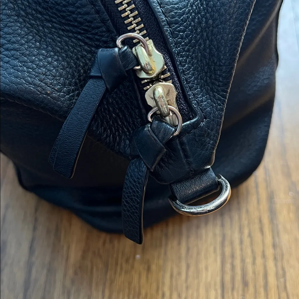 Tory Burch Bombe T Black Leather Double Handle Satchel - Image 5