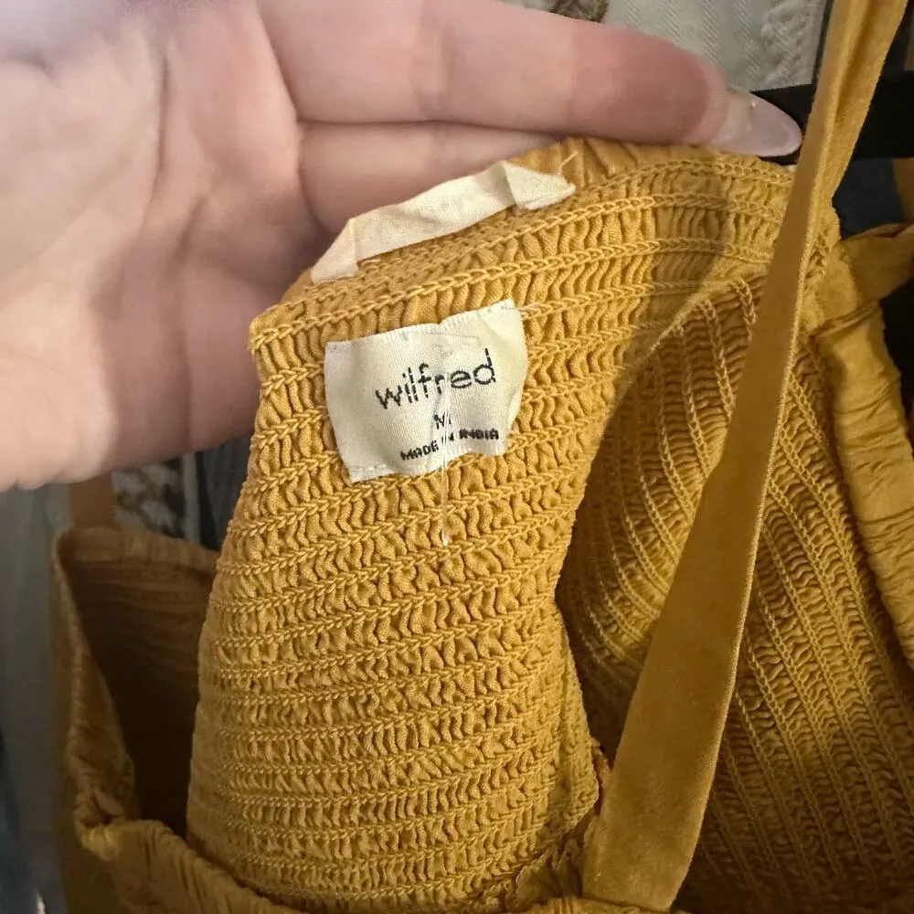 Wilfred Smocked Cropped Peplum Top Yellow Size Medium - Image 6