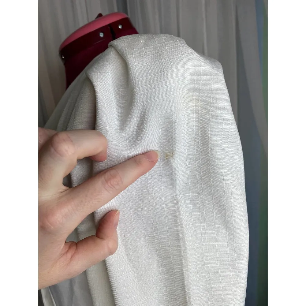 blazer 1980s white embroidered navy lapel Size L - Image 7